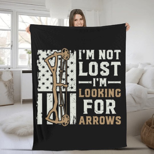 Funny Archery USA Flag Patriotic Hunter Fleece Blankets