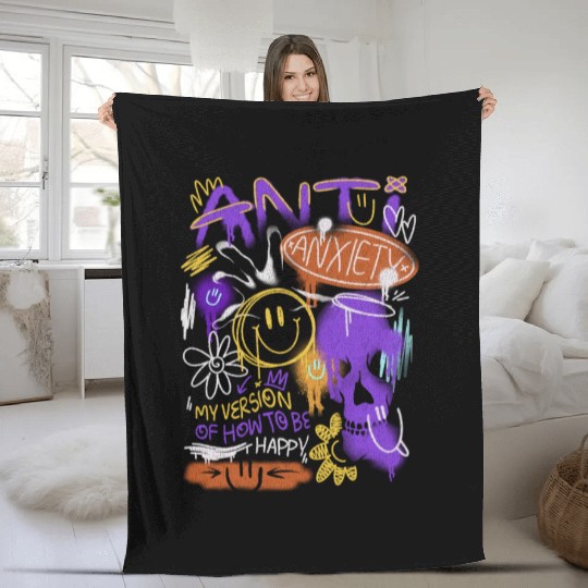 Anti-Anxiety Brutalism Fleece Blankets