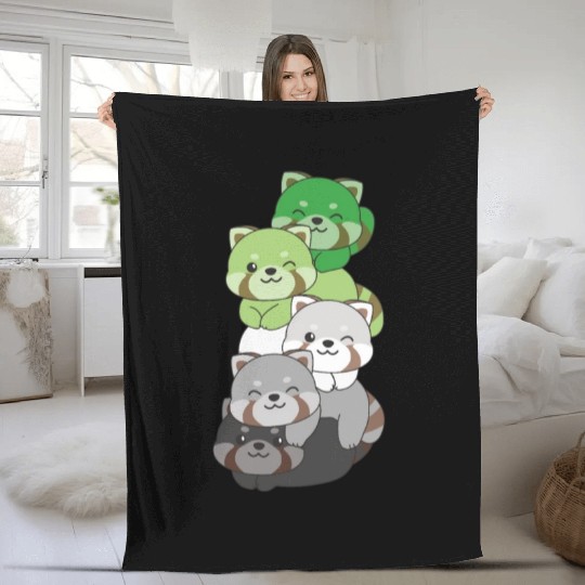 Aromantic Flag Pride Lgbtq Cute Red Panda Pile Fleece Blankets