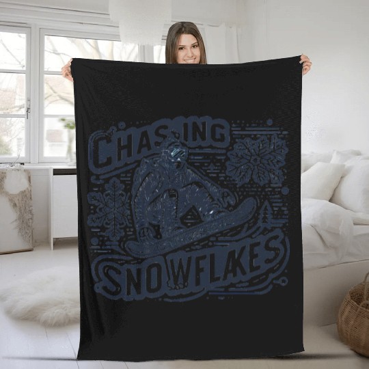 Snowboarding: Chasing Snowflakes Fleece Blankets