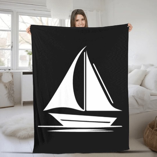 Small Sailing Boat With Set Sails Fleece Blankets