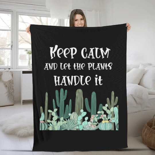keep calm,funny plants Fleece Blankets