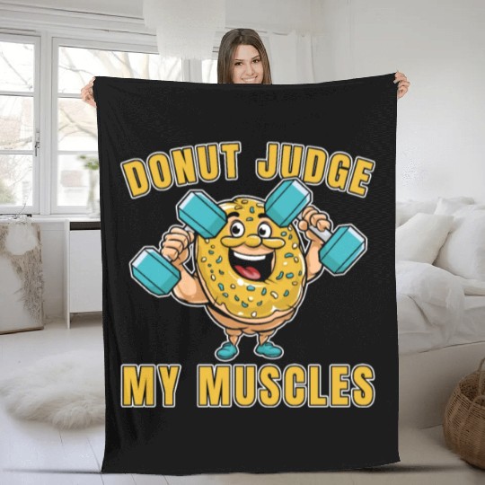 Fitness Donut Funny Donut Gym Fleece Blankets