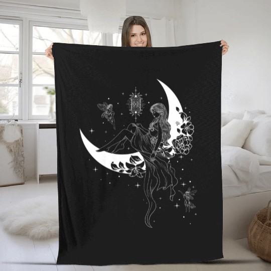 Fairy Fairycore Moon Crescent Moon Fleece Blankets