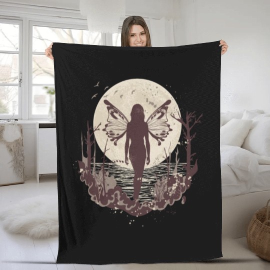 Fairy Fairycore Moon Fairy Fleece Blankets
