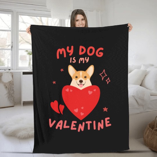 My Dog is my Valentine Fleece Blankets