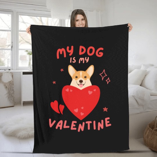 My Dog is my Valentine Fleece Blankets