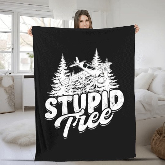 RC Plane Pilot Stupid Tree Fleece Blankets