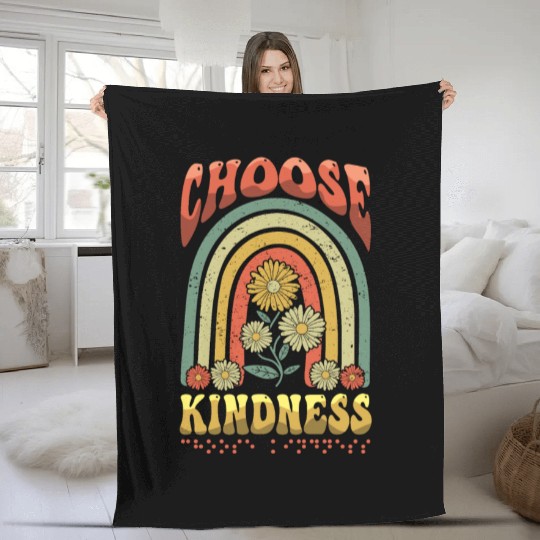 Choose Kindness Braille Alphabet Braille Retro Fleece Blankets