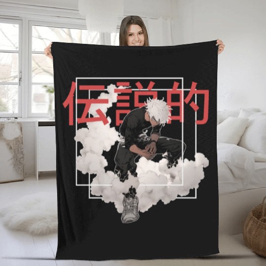 Anime Punk Guy Shounen Japanese Streetwear Alt Aes Fleece Blankets