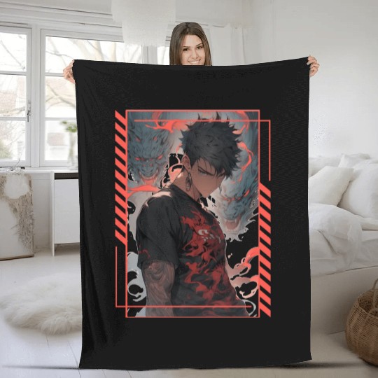 Punk Anime Demonic Dragons Japanese Vaporwave Fleece Blankets