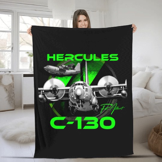 C-130 Hercules Military Aircraft Fleece Blankets