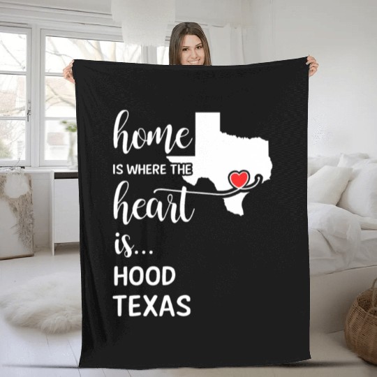 Hood County Texas Is Where My Heart Is Gift Fleece Blankets