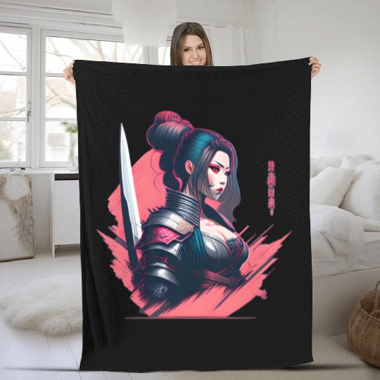 Cyberpunk Samurai Cyberpunk Fleece Blankets