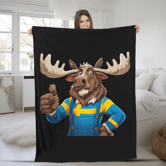 Swedish elk Fleece Blankets