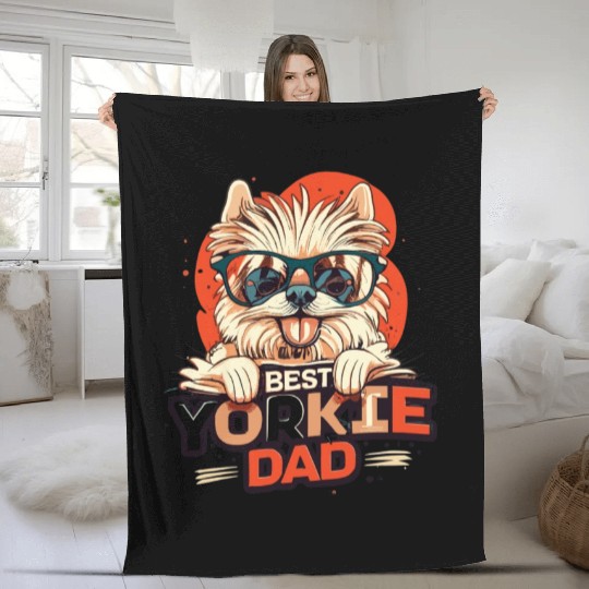 Best Yorkie Dad Ever Fleece Blankets