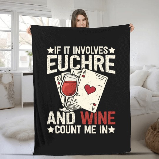 Euchre card game wine funny euchre Fleece Blankets
