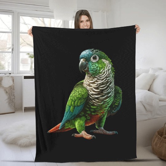Green Cheeked Conure Drawing Conure Parrot Fleece Blankets