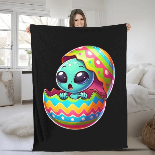 Colorful Alien Easter Egg Hatch Design Fleece Blankets