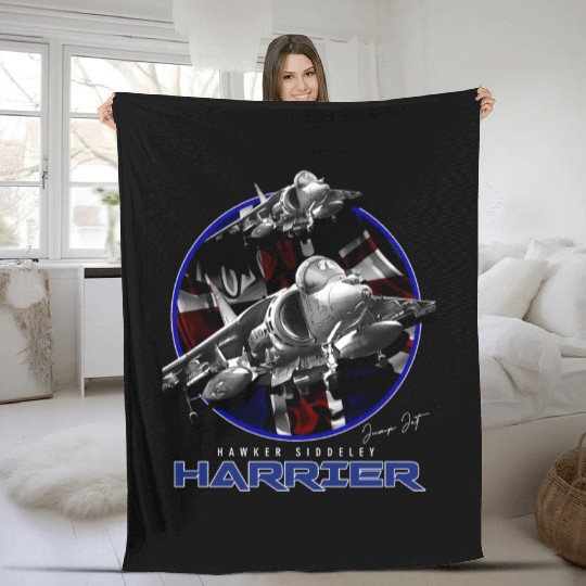 Harrier Jump Jet Royal Air Force Fighterjet Fleece Blankets