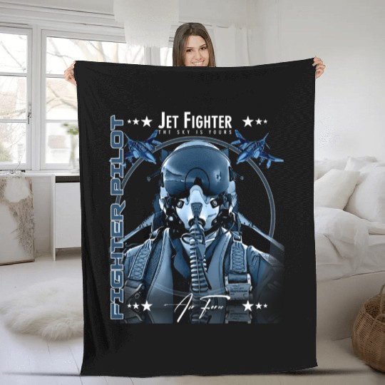 Fighter Pilot Helmet Air Force F4 Phantom Fleece Blankets