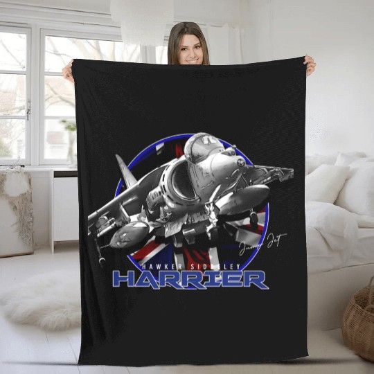 Harrier Jump Jet Royal Air Force Fighterjet Fleece Blankets