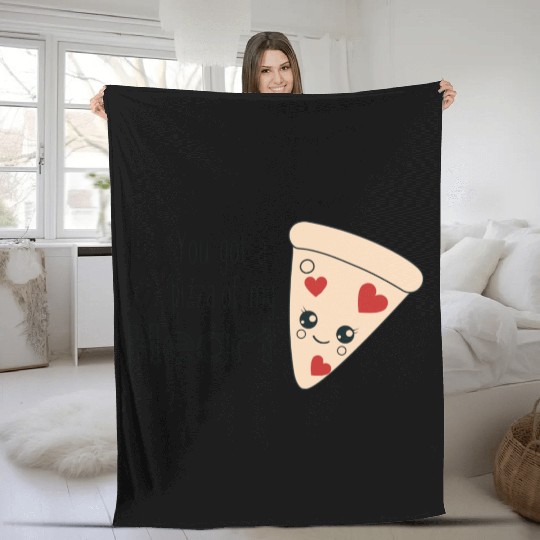 you got a pizza of my heart funny valentines day Fleece Blankets