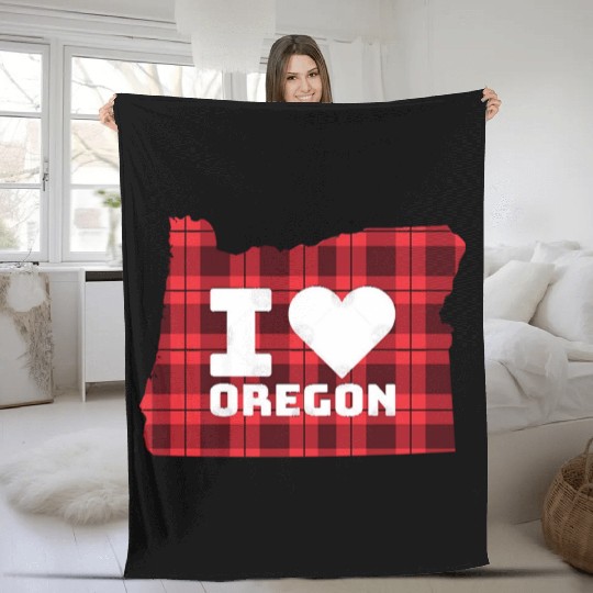 I Love Oregon Fleece Blankets