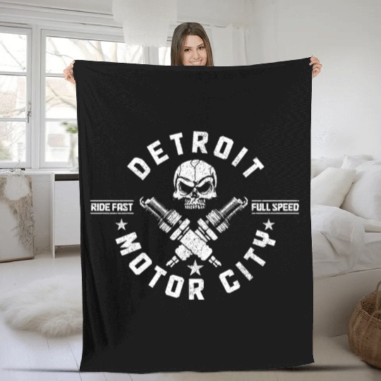Detroit Michigan Motor City USA Fleece Blankets
