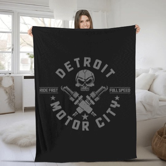 Detroit Michigan Motor City USA Fleece Blankets