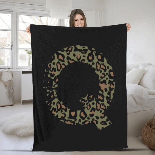 Q army camo design Fleece Blankets