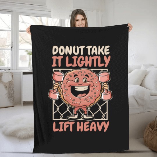 Fitness Donut Funny Donut Gym Fleece Blankets