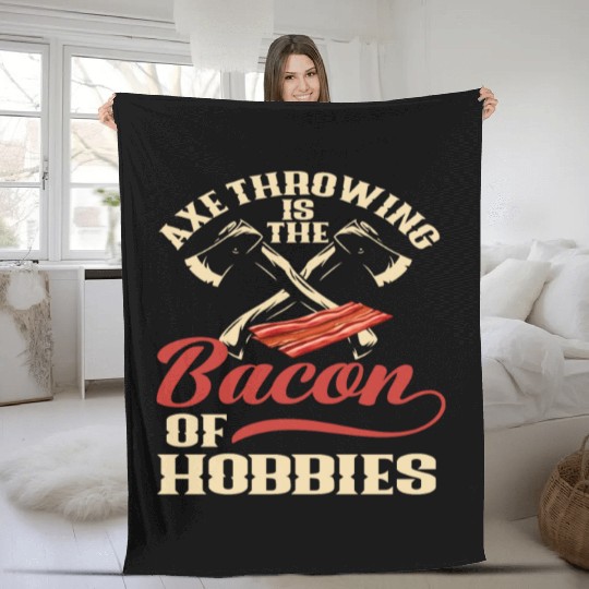 Axe Throwing Axe Throwing Bacon Sport Fleece Blankets