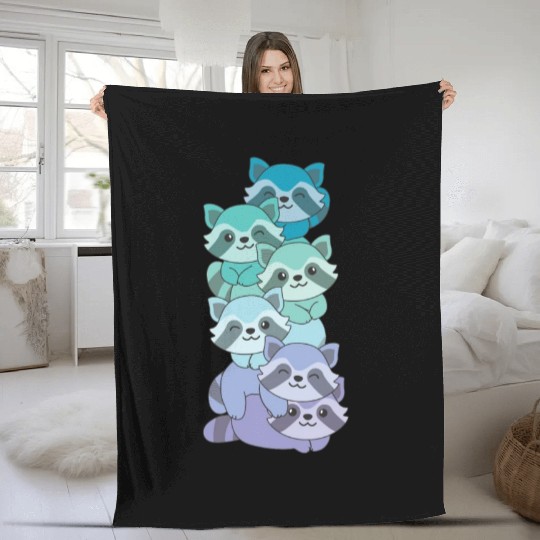 Neptunic Flag Pride Lgbtq Cute Raccoon Pile Fleece Blankets