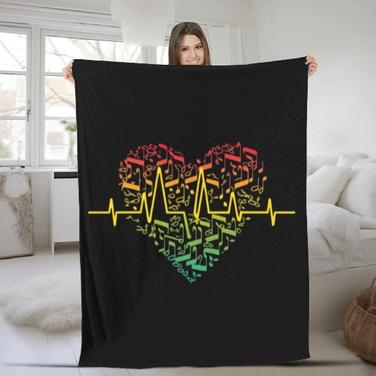 Valentine's day heartbeat Fleece Blankets