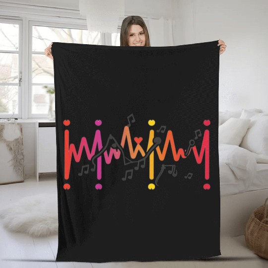 Valentine's day heartbeat Fleece Blankets