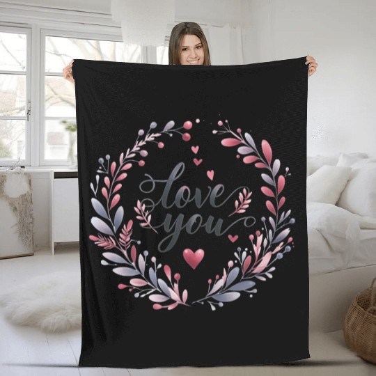Love you typography Fleece Blankets design