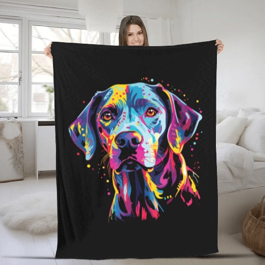 Watercolor Colorful Dalmatian Fleece Blankets