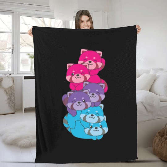 Androgynous Flag Pride Lgbtq Cute Red Panda Fleece Blankets