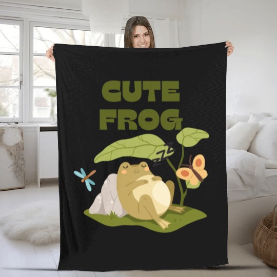 Green Enjoy Life Frog Fleece Blankets