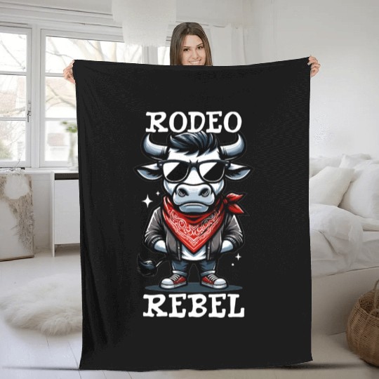 Rodeo Bull Riding Livestock Show Farmer Cattle Fleece Blankets