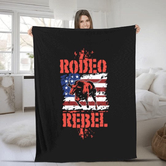 Rodeo Bull Riding Livestock Show Farmer Cattle Fleece Blankets