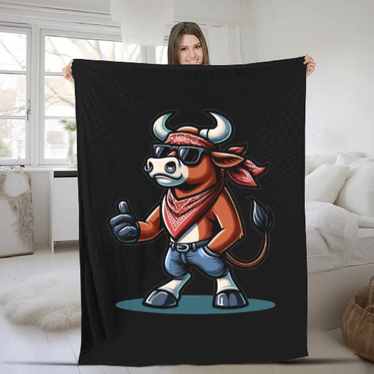 Rodeo Bull Riding Livestock Show Farmer Cattle Fleece Blankets