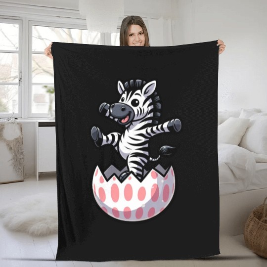 Easter Zebra Comic Easter Egg Fleece Blankets