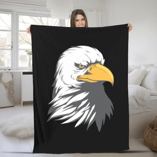 Bald Eagle Head Cartoon Fleece Blankets