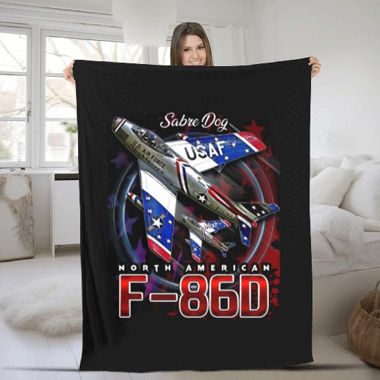 F86D Sabre Dog Vintage Us Air Force Fighter Aircra Fleece Blankets