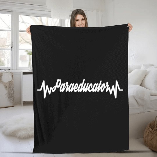 Mummy's work Heartbeat Mom Teacher Paraeducator Fleece Blankets