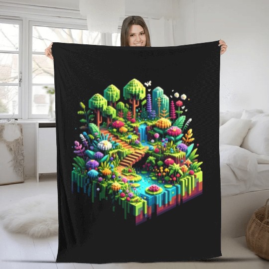 Voxel Enchanted Forest Fleece Blankets