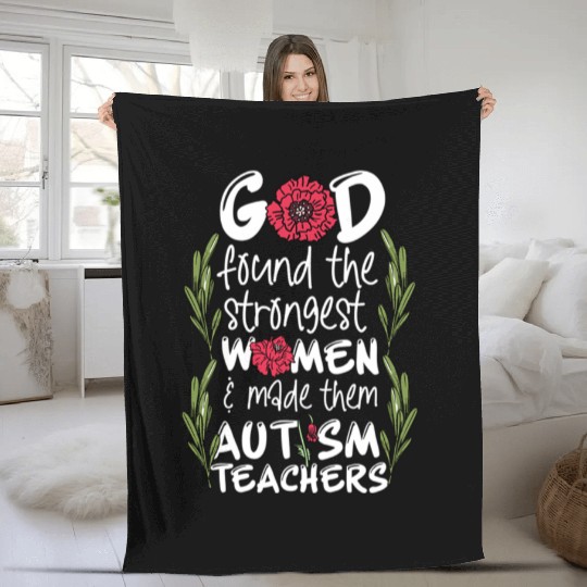 Woman Autism Teacher Fleece Blankets