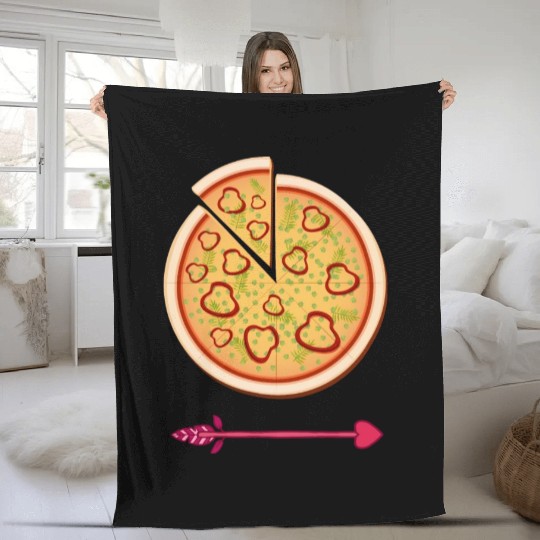 PIZZA is my valentine - Arrow Pointing Left Fleece Blankets